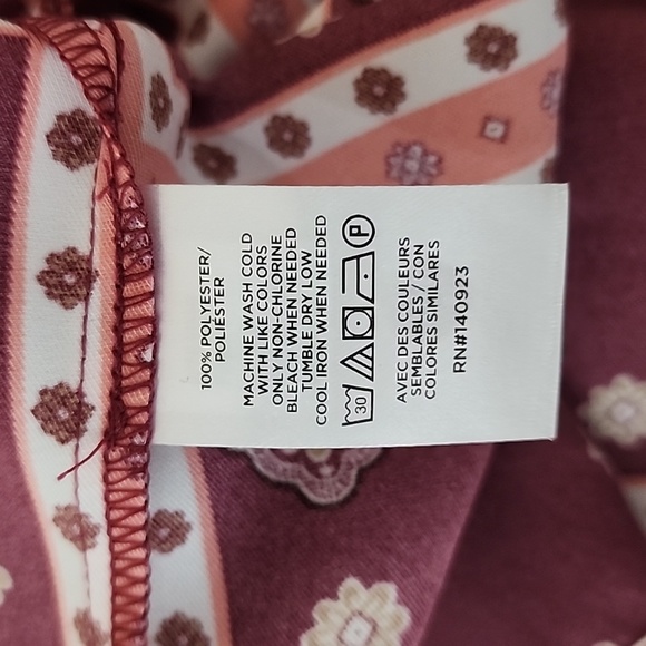 Ann Taylor LOFT Multicolor Long Sleeve Geometric Border Flounce Shirt Dress - Picture 11 of 11